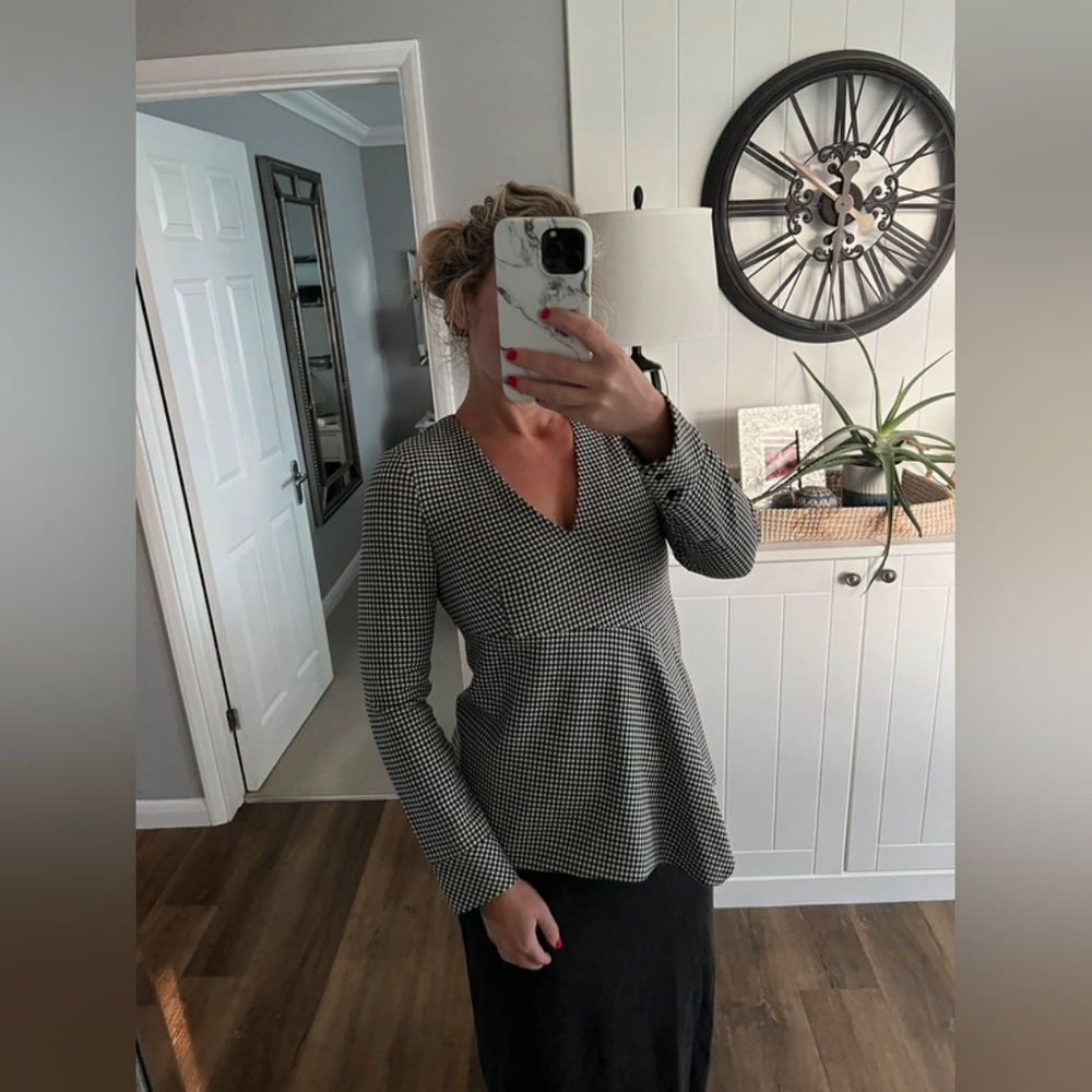Zara check gingham long sleeve top size small